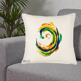 Perna Decorativa Vortex Abstract Colorat, 40x40 cm, Crem Reliefat, Husa Detasabila, Perna Inclusa, BEKZ®