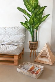 Set 2 tăvi decorative din iarbă de mare împletită, natur și galben, 15 x 52 x 38 cm, „Séry”
