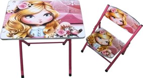 Masuta pliabila pentru copii din MDF Novokids™ My first folding table, cu scaun pliabil, dimensiuni 60X40X56, 2 niveluri de inaltime, suprafata