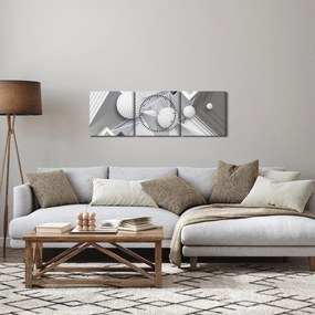 Tablou geometric abstract (cu ceas) (90x30 cm)