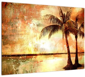 Tablou - Palmieri pe plajă (70x50 cm)
