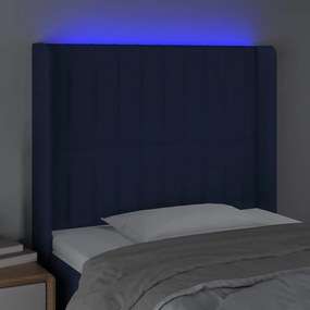 Tablie de pat cu LED, albastru, 83x16x118 128 cm, textil 1, Albastru, 83 x 16 x 118 128 cm