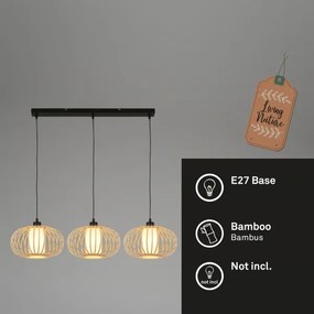 Briloner 4759031 - Lustră suspendată pe cablu, 3xE27/10W/230V, negru/bambus