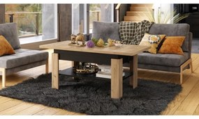 Masă extensibilă ROY cu blat rabatabil, stejar craft/negru