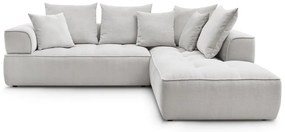 Colțar gri deschis cu tapițerie din chenille (cu colț pe partea dreaptă/în formă de ”L”) Whesley – Bobochic Paris