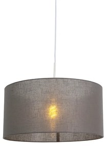 Lampă suspendată rustică albă cu abajur gri 50 cm - Combi 1