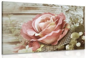 Tablou trandafir roz vintage