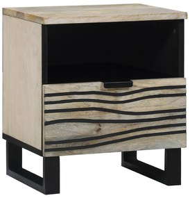 vidaXL Dulap de noapte cu sertar Alb și negru 40 x 33 x 46 cm