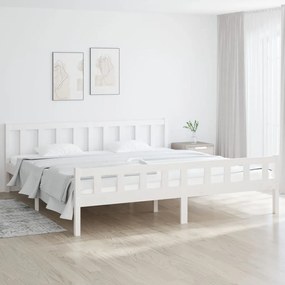 810700 vidaXL Cadru de pat, alb, 200x200 cm, lemn masiv de pin