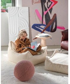 Fotoliu puf pentru copii crem cu tapițerie din țesătură bouclé Square – Wigiwama