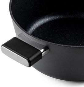 Cratiță Luigi Ferrero Regina FR-2840, 28x12.5 cm, 6.5 l, Acoperire neaderentă din marmură, Capac din sticlă cu orificiu pentru abur, Inducție, Negru