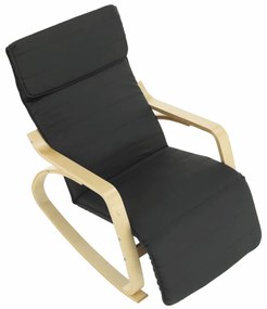 Fotoliu balansoar, lemn natural de mesteacăn, material textil gri, SIVERT