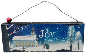 Decor Craciun cu text JOY, Albastru, 18cm