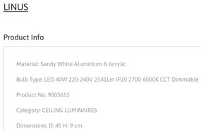 Plafoniera LED dimabila cu telecomanda LINUS D-45cm