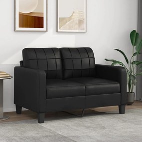 Canapea cu 2 locuri, negru, 120 cm, piele ecologica Negru, 138 x 77 x 80 cm
