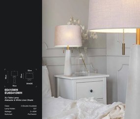 Veioza, Lampa de masa, Alabastru, Textil Alb, Linen