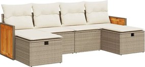 vidaXL Set canapele de grădină cu perne, 6 piese, bej, poliratan