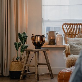 Lampă de masă orientală din bambus negru - Pua