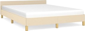 vidaXL Cadru de pat fără saltea, crem, 140x190 cm, textil