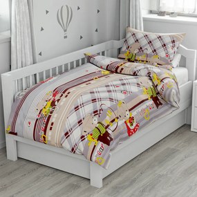 Lenjerii din bumbac pentru patut Culoare gri, HELLO BEAR
