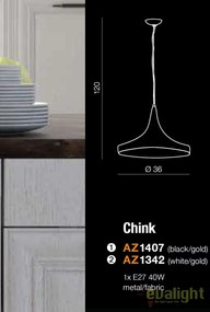 Lustra / Pendul metal design retro CHINK alb/auriu