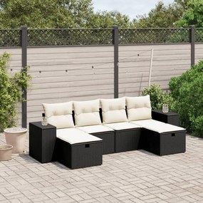 3264472 vidaXL Set mobilier de grădină cu perne, 6 piese, negru, poliratan