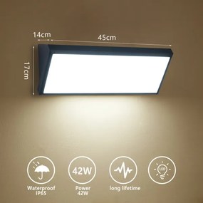 Brilagi - Aplică de perete pentru exterior TRIANGLE LED/42W/230V negru IP65