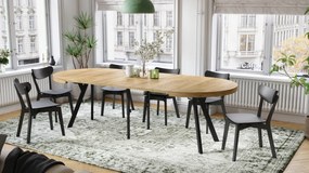 Mazzoni VITO Stejar Craft Auriu/picioare negre - MASĂ MARE ROTUNDĂ Ø110 EXTENSIBILĂ PÂNĂ LA 310 cm CU PICIOARE "Y" LOFT/INDUSTRIALĂ
