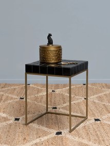 Masuta laterala, din metal si ceramica, black Evora