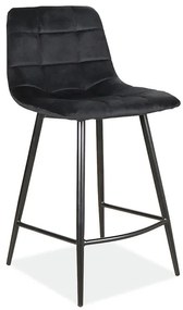 Scaun de bar MILA VELVET negru cu picioare negre