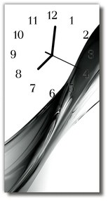 Ceas de perete din sticla vertical Abstracție linie alb-negru