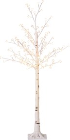 HOMCOM Copac Di Betulla Con 120 Lumini Led Înalt 150cm 3 Niveluri Luminosità Alb | Aosom Romania