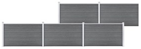 Gard de gradina, gri, 872 x 106 cm, WPC 1, Gri, 5 sectiuni