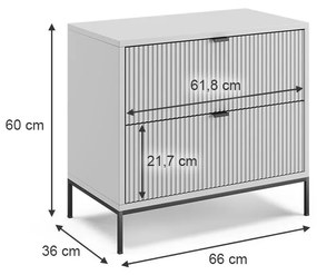 NOG207 - Set 2x Noptiere 66 cm, cu 2 sertare, pentru dormitor - Gri - Negru