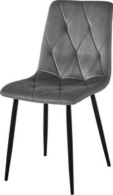 REDUCERE Scaun de dining din catifea gri inchis LIBRA cu picioare negre II. calitate