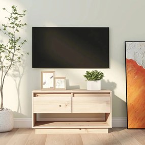 Comoda TV, 74x34x40 cm, lemn masiv de pin 1, Maro