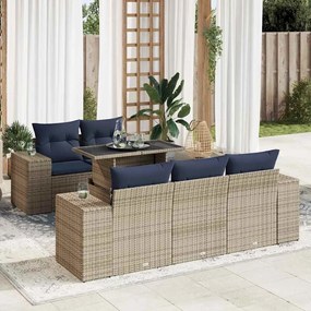 vidaXL Set mobilier grădină cu perne 6 piese gri poliratan/lemn acacia