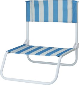 Scaun de plajă pliabil Stripes, 65 x 44 x 19 cm, albastru