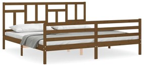 3194984 vidaXL Cadru pat cu tăblie, maro miere, 200x200 cm, lemn masiv