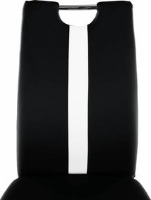 Scaun, negru / alb, piele ecologică / crom, SIGNA