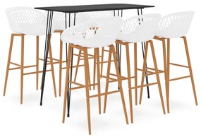 vidaXL Set mobilier de bar, 7 piese, negru și alb