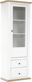 Vitrina LEON MZ4, alb/stejar deschis, PAL laminat, 70x40x200 cm