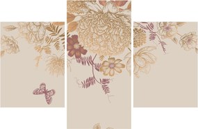 Tablou - Vintage, flori și fluturi (90x60 cm)