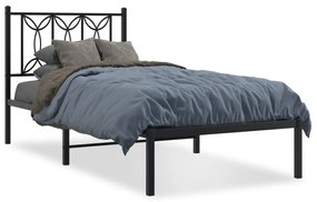 376121 vidaXL Cadru pat metalic cu tăblie, negru, 90x200 cm