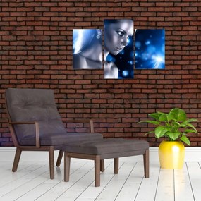 Tablou - Femeia, sclipici albastru (90x60 cm)