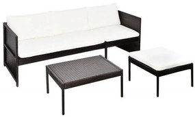 Set mobilier gradina din poliratan canapea cu 3 locuri Maro