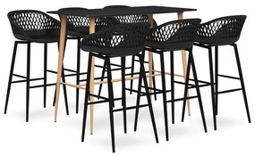 Set mobilier de bar, 7 piese, negru Negru, 7