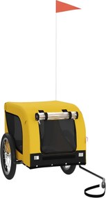 vidaXL Remorcă bicicletă animale companie, galben/negru, oxford/fier