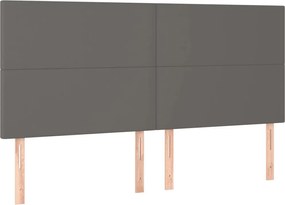 vidaXL Tăblie de pat gri 160x5x118/128 cm piele ecologică