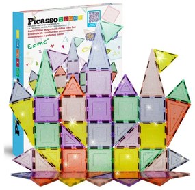 Set cuburi PicassoTiles 48 pise Magnetic blocks,glittered